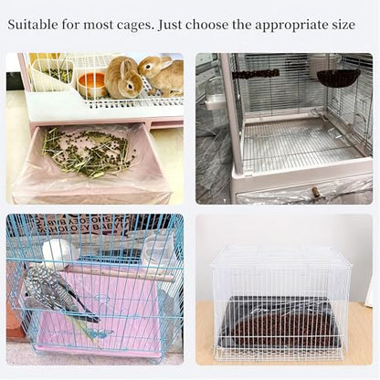 50 Pcs Disposable Small Animal Cage Liners, Pet Tray Liner Bags Leak-Proof PE Plastic Film Cover for Rabbit Guinea Pig Hamster Chinchilla Hedgehog Bird Cage & Litter Pan – Quick Cleanup (39 in) - size: 39 in