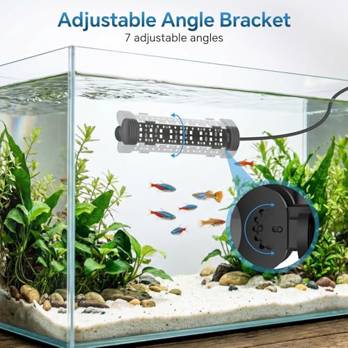 AQQA Submersible LED Aquarium Light, 24/7 Mode Full Spectrum Fish Tank Light, 4 Rows Beads with 9 Colors Choice, IP68 Waterproof Aquarium Plant Light, Adjustable Brightness Timer, 7 Adjustable Angle - size: 26.97In ( For 27.56''-53.94'' Length Fish Tank)