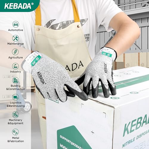 Kebada Cut Resistant Gloves, ANSI A2 Cutting Glove, PU Coated, Touchscreen, Multi-Purpose Model C2, 3 Pairs, Medium - color: Grey(3 Pairs), size: 8/Medium