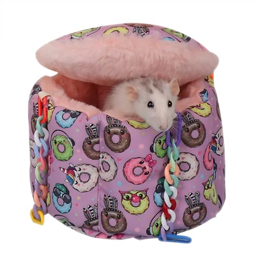 Rat Hanging Bed, Sugar Glider Cage Accessories, Guinea Pig Warm Sleeping Nest Bed, Small Animals Cage Hammock for Squirrel, Hamster, Parrot - color: purple