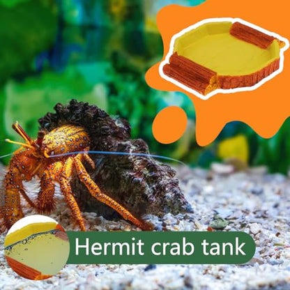 Hermit Crab Water Tank Hermit Crab Habitat Reptile Food Dish Accessories for Hermit Crab Turtle Lizard Water Tank Cage (Yellow, 6.1 x 5.71 x 0.79 inches)