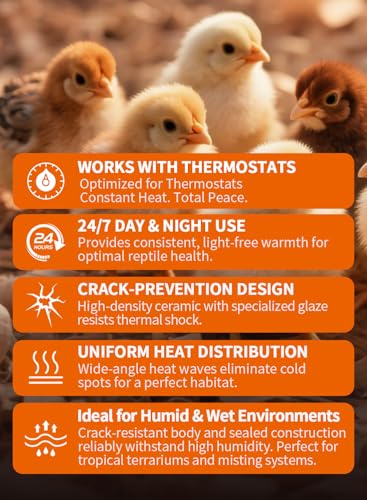 75W 2 Pack Ceramic Reptile Heat Lamp, Pet Heat Emitter Bulbs, No Light Emitting Brooder Coop Heater for Reptile and Amphibian, Snake, Turtle, Lizard, Bearded Dragon, Black