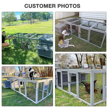 103’’ Large Chicken Coop with Run, Wooden Chicken House with Two Large Nesting Box and Leakproof Tray, Outdoor Hen House Poultry Cage for 4-6 Chickens, Waterproof Roof - size: 103"L x 39"W x 26.8"H