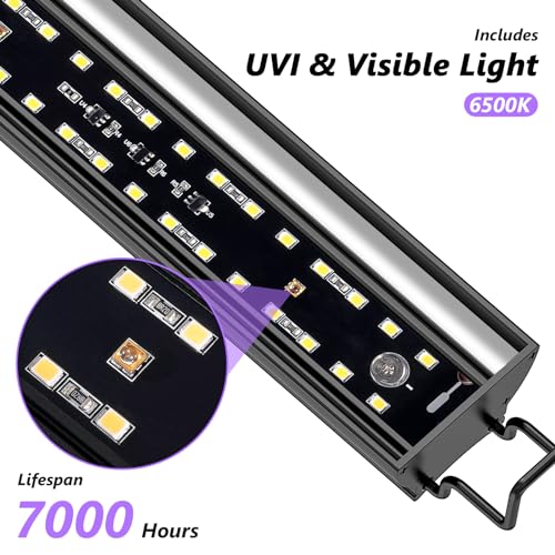 REPTITRIP 39-Inch LED UVB Reptile Light with Auto On/Off & Preset Day-Night Cycle Dimming, 4 UVI Modes Fixture Controller, 27W Aluminum UVA UVB Lamp for Bearded Dragons, Turtles & Snakes, 6500K - size: 39 INCH