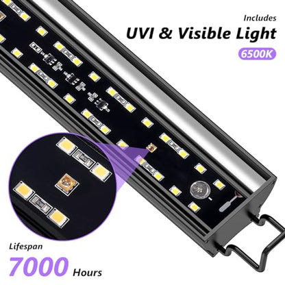 REPTITRIP 8-Inch LED UVB Reptile Light with Auto On/Off & Preset Day-Night Cycle Dimming, 4 UVI Modes Fixture Controller, 8W Aluminum UVA UVB Lamp for Bearded Dragons, Turtles & Snakes, 6500K - size: 8 INCH