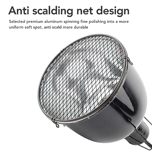 Reptile Light Fixture, Deep Dome E27 Socket Heat and UVB Lamp Holder for Terrariums Ceramic Aluminum 120V US Plug 5.2ft Cord Protective Net 1 Pack
