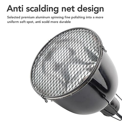Reptile Light Fixture, Deep Dome E27 Socket Heat and UVB Lamp Holder for Terrariums Ceramic Aluminum 120V US Plug 5.2ft Cord Protective Net 1 Pack