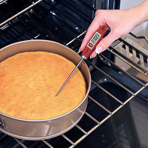 Escali DH1 Gourmet Digital Meat Thermometer with Extra Long Probe, NSF Certified, Red - color: Red