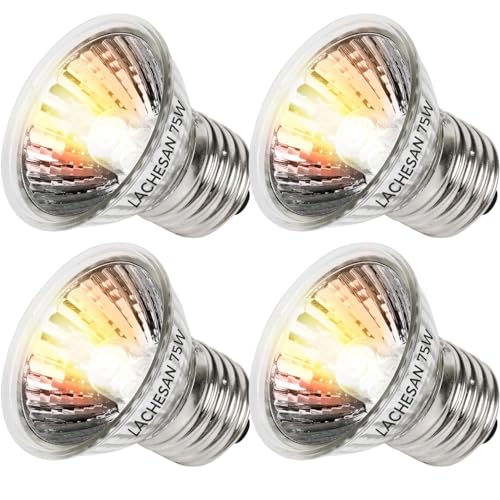Turtle Heat Bulb 75W UVA Bulbs, Fit E26 Reptile Lamp, Light Turtle Heat Lamp for Reptiles and Amphibian Tanks, Terrariums and Cages, Works with Various Lamp Fixtures 4-Pack