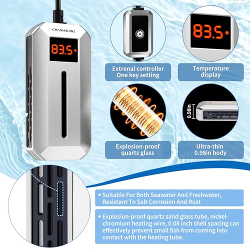 Submersible Aquarium Heater with LED Digital Display 150W Fish Tank Heater for 14-22 Gallon Freshwater Saltwater Tank, Auto Thermostat Overheat Protection(Not Suitable for Low-Water Turtle Tanks)