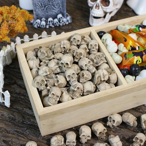 Mini Skulls Figurine Skeleton Head Miniatures for Halloween Decor, Skull Decor, Dollhouse Accessories for Halloween Decorations,40pcs