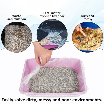 Qianyu 50 PCS Small Animal Cage Liners Disposable Rabbit Bedding & Litter Box Liners Toilet Plastic Film Pan Bags for Bunny Cat Guinea Pig Bird Hamster Chinchilla