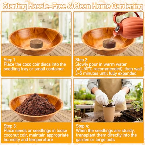 Legigo 50 PCS 40mm Coco Coir Pellets Potting Soil Mix- Compressed Coconut Coir Discs Seed Starting Soil Pellets, Coco Peat Soil Pods for Indoor & Outdoor Plants, Gardening Herbs Bonsai and Vegetables - color: 40mm
