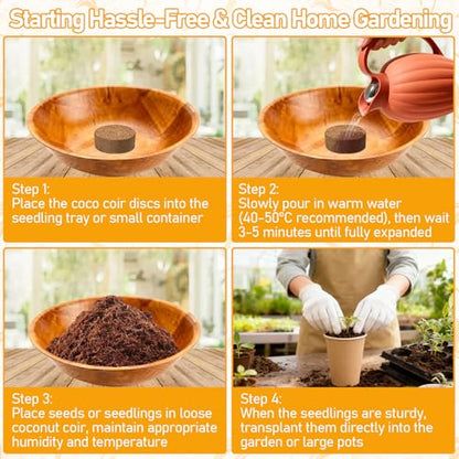 Legigo 50 PCS 40mm Coco Coir Pellets Potting Soil Mix- Compressed Coconut Coir Discs Seed Starting Soil Pellets, Coco Peat Soil Pods for Indoor & Outdoor Plants, Gardening Herbs Bonsai and Vegetables - color: 40mm