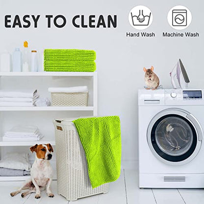Amylove 4 Pcs Guinea Pig Cage Liner 16 x 24 Inch Washable Chenille Pee Pads Pet Dog Cat Bedding Training Mat Reusable for Small Animals Puppy Bunny Hamster Chinchilla - color: Green, size: 16 x 24 Inch, style: Low Pile Chenille