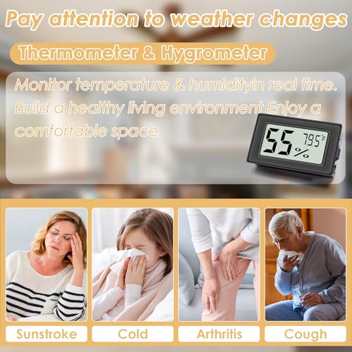 12 Pack Mini Digital Hygrometer with High-Precision Sensor, Temperature and Humidity Monitor for Home, Humidors, Accurate Indoor Humidity Gauge (℉) for Greenhouse