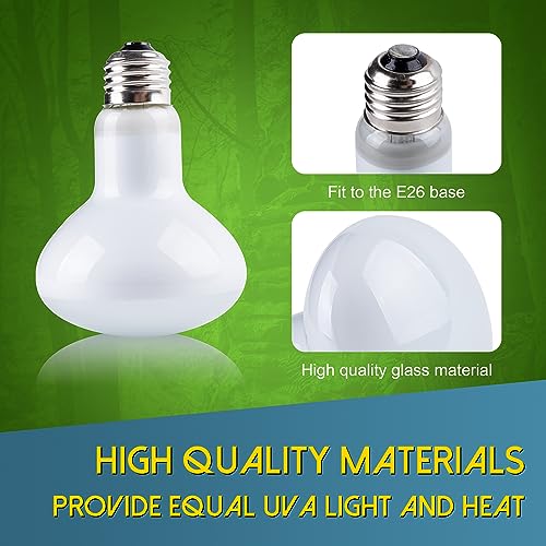 Reptile Heat Lamp Bulb and UVB Reptile Light Bulb 10.0, 100 Watt UVA Daylight Basking Spot Light with 23W UV Spiral Compact Florescent Terrarium Lamp