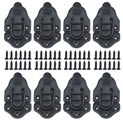 Geesatis 8 Pcs Metal Box Hasp Lock Toggle Latch Catch Decorative Hasp BoxLatch Hasps for Jewelry Wooden Case Boxes, with Mounting Screws, Black - style: A-Black