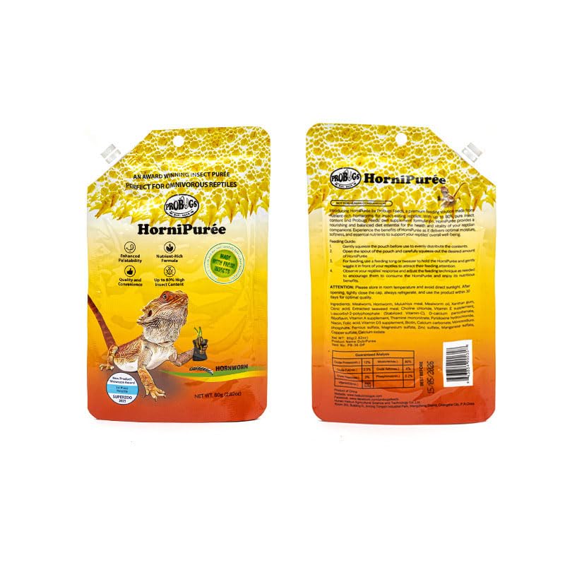 Bearded Dragon Reptile Food, Gecko Gel, Horned Lizard Fruit Puree, Leopard Gecko Food, Blue-Tongued Skink 80g