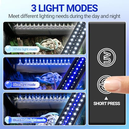 REPTI ZOO UVB Light for Reptile 10.0, 18 inch UVB Reptile Light Bulb with Dimming for Desert Animal Bearded Dragon Snake Gecko Lizard Iguanas Turtles Chameleons, LED Lamp Fixture Controller (12W) - size: 18 inch