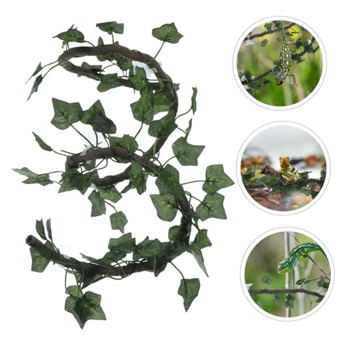 Sosoport 1m Jungle Vines for Reptiles Flexible Artificial Decor with Suckers Leaf for Lizard Frogs Snakes Creative DIY Habitat Ornament for Terrarium and Aquarium Use