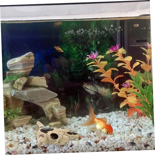 Novelty Cow Skull Resin Aquarium Decoration Durable Fish Tank Ornament for Reptiles Fish Unique Landscape Decor Easy Installation Break Resistant Design