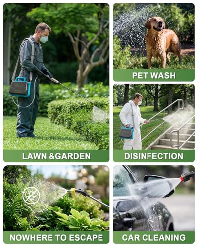 Battery Powered Garden Sprayer 2 Gallon, Electric Pump Sprayer with 3 Mist Nozzles, Rechargeable Handle, Telescopic Wand, Adjustable Strap, Water Spray Weed Sprayer for Lawn, Garden, Yard, Plants - size: 2 GAL
