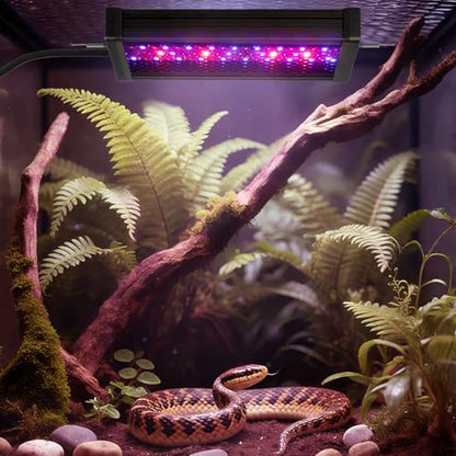 HNRLOY UVB Reptile Light, 9W UVA UVB Dimmable LED Reptile Lamp for Bearded Dragon, Chameleon, Turtles, Gecko, Snake, Lizard, Adjustable 6/10/12H Timer, Dimmable with 3 Lighting Modes - size: 4.9Inch