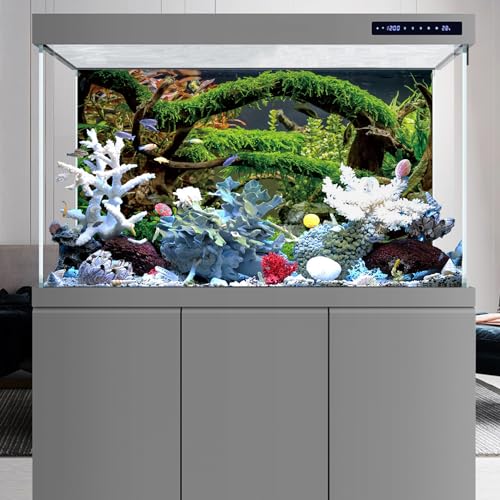 AWERT 72x24 inches Aquarium Background Branches Terrarium Background Aquatic Plant River Bed & Lake Fish Tank Background Vinyl Background - size: 72x24in/180x60cm