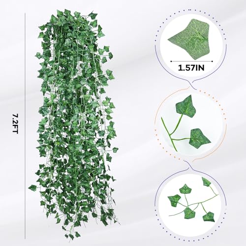 Alotiki 18 Pack 126 Feet Vines,Ivy,Ivy Garland,Fake Ivy,Fake Leaves,Ivy Vines,Artificial Vines,Green Vines,Leaves Room Decor,Vines for Bedroom,Wall Decor,Wedding Party - size: 18