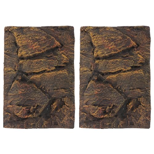 Happyyami Turtle Tank Decorative Panel Realistic 3D Aquarium Background Reptile Tank Accessory Easy to Assemble 2 Pieces