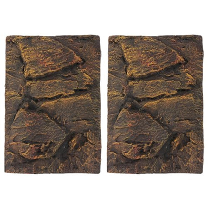 Happyyami Turtle Tank Decorative Panel Realistic 3D Aquarium Background Reptile Tank Accessory Easy to Assemble 2 Pieces