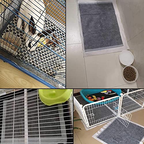kathson Rabbit Pee Pads Disposable Cage Liners 40PCS All Absorb Black Carbon Odor Control Bunny Training Accessories with Quick-Dry Surface for Puppy Guinea Pig Kitten Hedgehog Small Animals - size: 23.6" x 23.6" / 40PCS