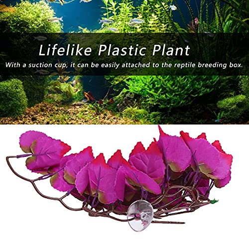 BORDSTRACT Artificial Reptile Plant, Lifelike Plastic Hanging Leaves Decoration with Suction Cup for Terrarium Fish and Reptile Habitats (T-1034J1) - size: T-1034J1