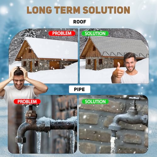 HEATIT JHSF1 18FT Self-Regulating Heating Cable, 120V 5W/ft | Pre-Assembled Heat Tape with Spacers and Clips for Roof De-Icing, Gutter Heating and Pipe Freeze Protection - color: 5W/FT (KIT), style: 18FT