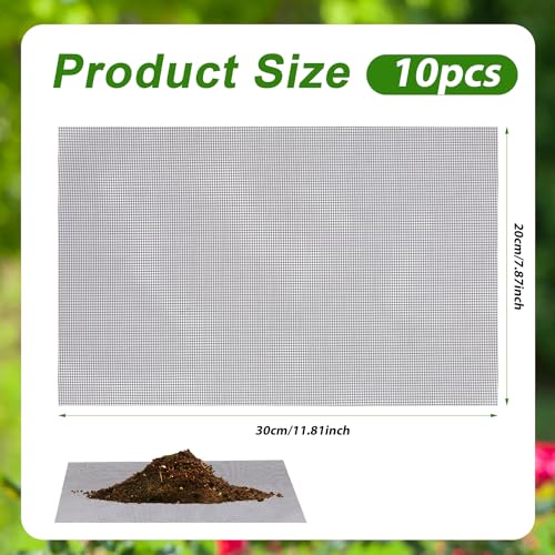 10pcs Flower Pot Hole Mesh Pad, 11.8x7.8 Inch Bonsai Mesh Drainage Screens Plant Pot Drainage Mesh Plant Screen Mesh Preventing Soil Leakage - color: Black