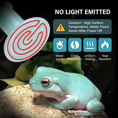 Simple Deluxe 150W 2-Pack Ceramic Heat Emitter Reptile Heat Bulb No Light, LCD Digital Aquarium Thermometer, for Reptile Amphibian, 2 Pack + Thermometer, Blue - color: Blue, size: 2 Pack + Thermometer