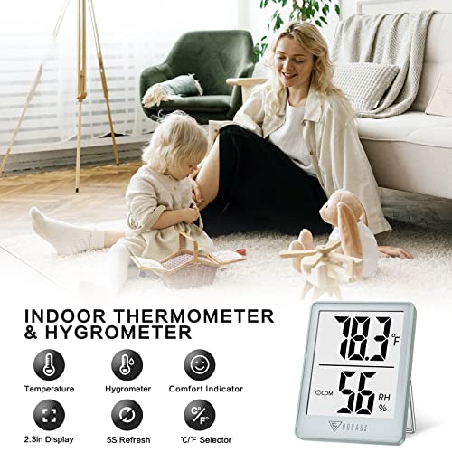 DOQAUS Digital Hygrometer Indoor Thermometer Humidity Gauge Room Thermometer with 5s Fast Refresh Accurate Temperature Humidity Monitor, Light Blue - color: Soft Blue