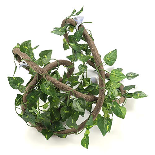 Wnvivi 9.8Ft Reptile Climbing Branch,Artificial Rattan Plants Reptile Box Decor,Simulated Vines with Leaves for Pet Habitat Decor(A1)