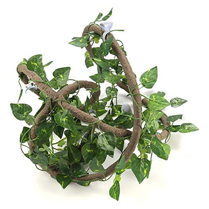 Wnvivi 9.8Ft Reptile Climbing Branch,Artificial Rattan Plants Reptile Box Decor,Simulated Vines with Leaves for Pet Habitat Decor(A1)