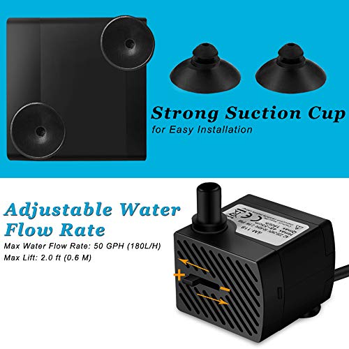 DOMICA 3W 50GPH Mini Submersible Water Pump, Small Fountain Pump for Pond, Aquariums, Fish Tank, Tabletop Fountain, Pet Fountain, Indoor or Outdoor Fountain (AC Powered)