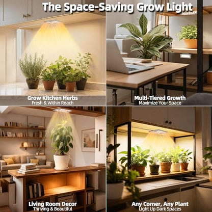 Under Shelf Grow Light, USB Powered Adhesive Stick On LED Under Cabinet Puck Light with Timer, Full Spectrum High PPFD Small Plant Light for Shelves, Indoor Plants, Terrarium, Display Case (3500K) - size: Single Head - 60 LED