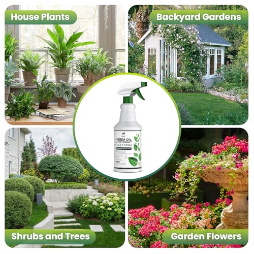 Neem Oil Spray for Plants with Peppermint Oil, Easy Ready to Use Natural Plant Wash and Foliage Care for Indoor and Outdoor Plants, Gardens, Houseplants & Vegetables, 16 oz