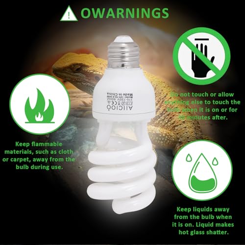 Aiicioo UVB Reptile Light 10.0 26W Desert UVB Spiral Compact Fluorescent Lamp UVB Reptile Light Bulb Tropical and Sub-Tropical UVB Bulb for Reptiles Bearded Dragons Lizards - size: UVB 10.0 26W