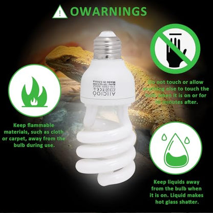 Aiicioo UVB Reptile Light 10.0 26W Desert UVB Spiral Compact Fluorescent Lamp UVB Reptile Light Bulb Tropical and Sub-Tropical UVB Bulb for Reptiles Bearded Dragons Lizards - size: UVB 10.0 26W