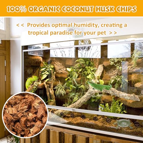 Legigo 10LBS Coconut Chip Substrate for Reptiles, 72QT Natural Coco Husk Chip Reptiles Bedding, Compressed Coconut Chip Substrate for Snake, Tortoise, Ball Python, Gecko, Lizard Terrarium Tanks - color: 1 Pack-10LBS