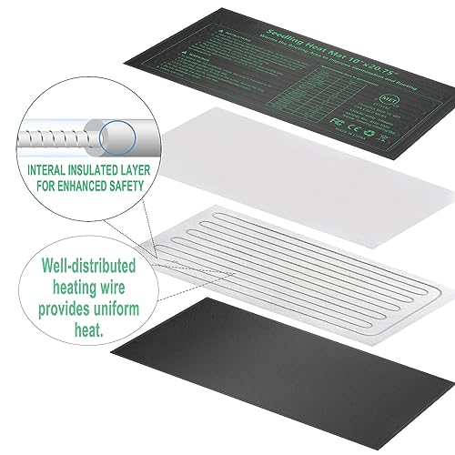 Seedling Heat Mat Hydroponic Plants Heating Pad, Seed Starting Greenhouse and Germination, Waterproof Durable Heating Pad for Indoor Home Gardening Seed Starter(10“x20.75”) - size: 10''x20.75'' 1 Pack