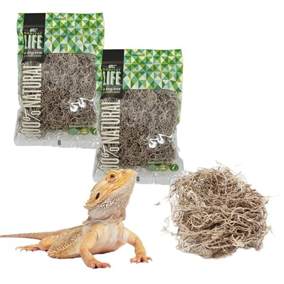 The Habitat Life - Natural Spanish Moss - for Reptiles, Amphibians & Invertebrates Terrariums - Humidity Control - Breathable Bedding - Dye-Free & Safe - Small - 2 Pack - size: Small (2-Pack), style: Spanish Moss