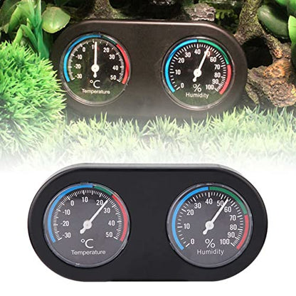 Analog Thermometer Hygrometer, Mini Round Temperature Humidity Monitor for Reptile Tank, Indoor Gauge Fahrenheit Celsius for Terrarium Incubator