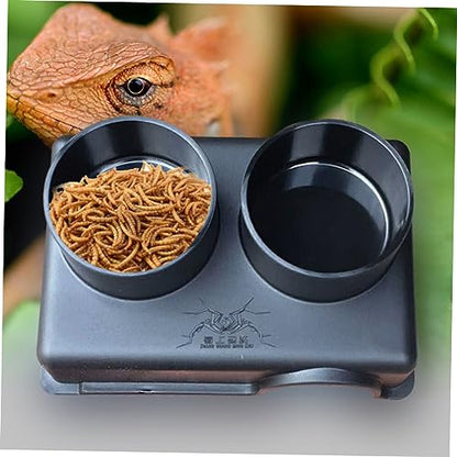 DOITOOL 3pcs One Reptile Feeder Bowl Snake Enclosure Accessory Water Dish for Lizards Crested Gecko Food Bowl Observation Box Suction Cups for Reptiles